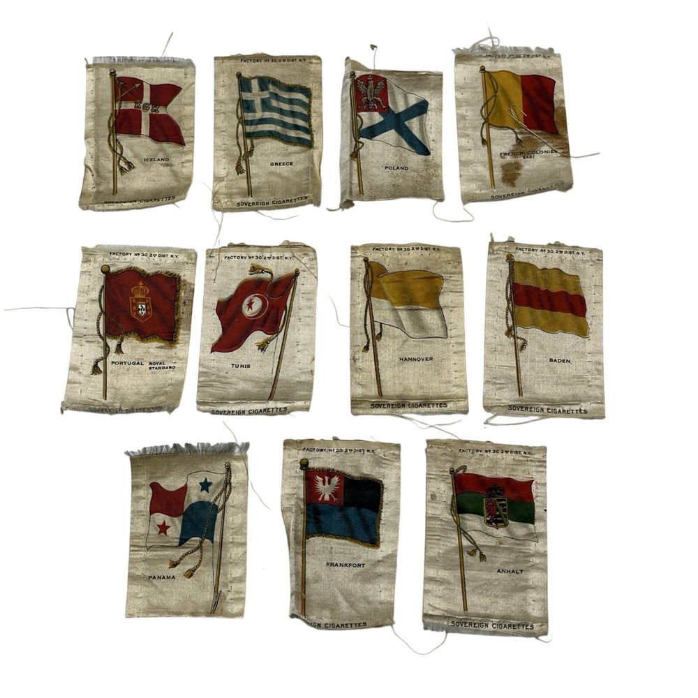 Zira Cigarettes Tobacco Silk Lot Of 11 Different Flags Panama Poland Iceland
